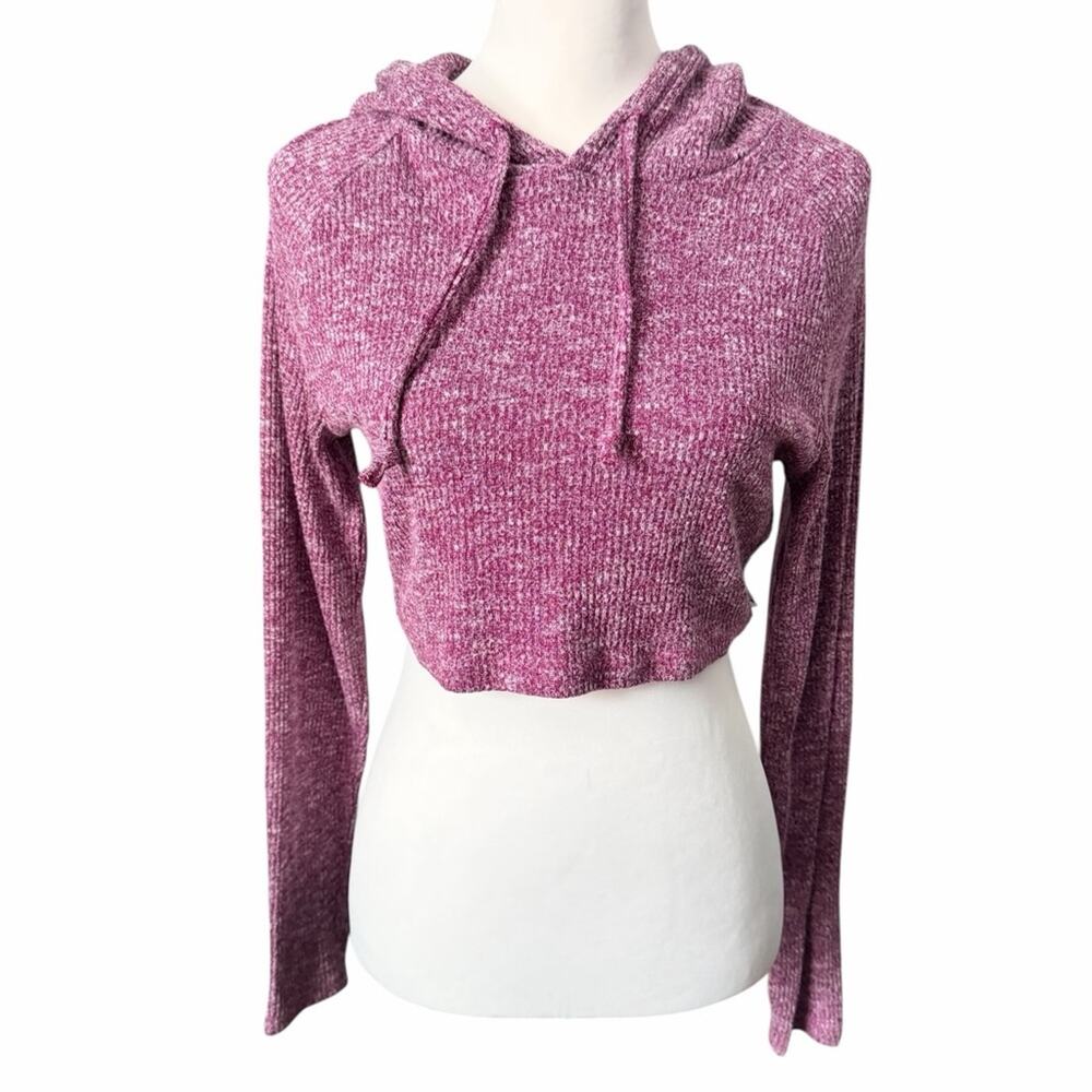 Gymshark Marled Purple Knit Top Hooded  Crop Medium
